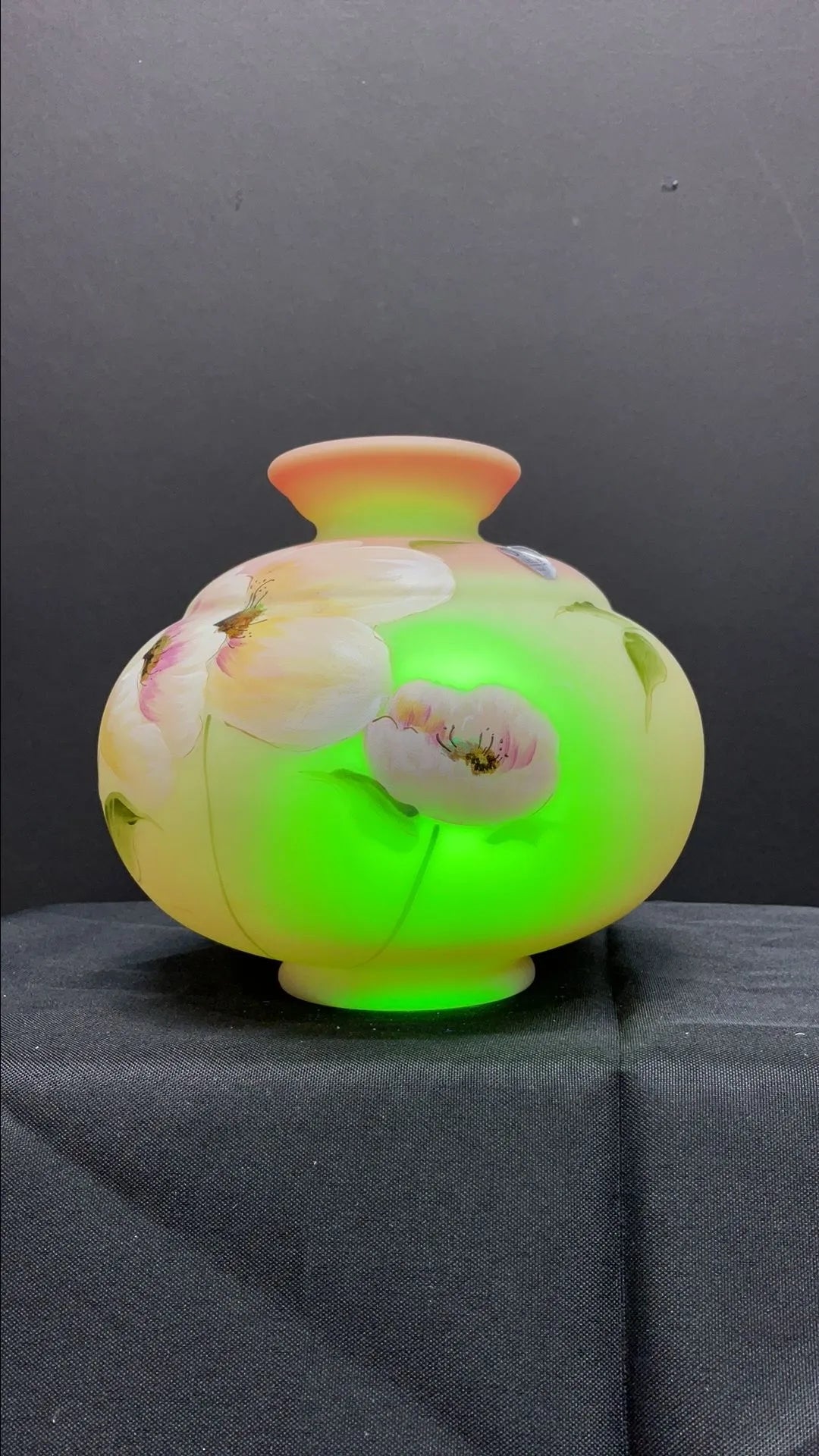 Fenton Burmese Hand Painted Signed Vase