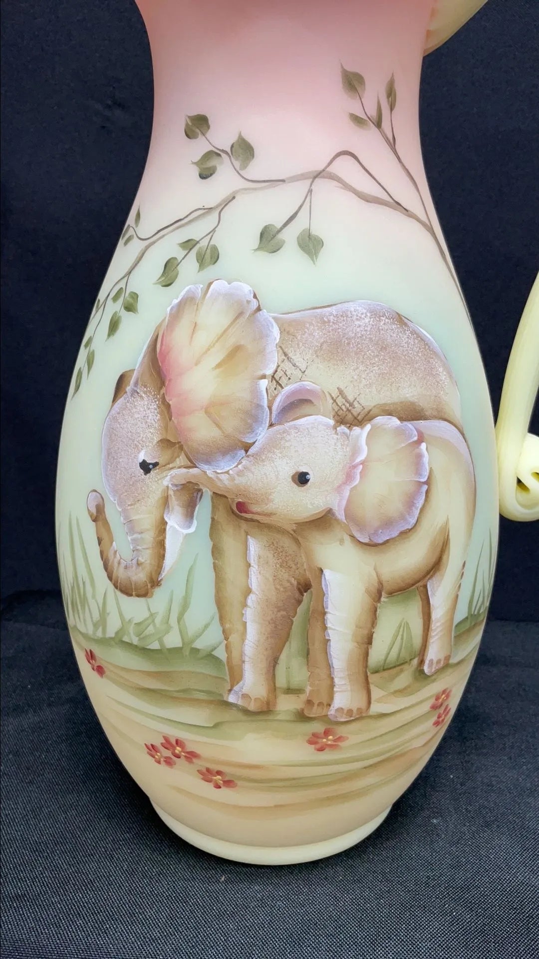 Fenton Hand Painted Signed Numbered Burmese Vase