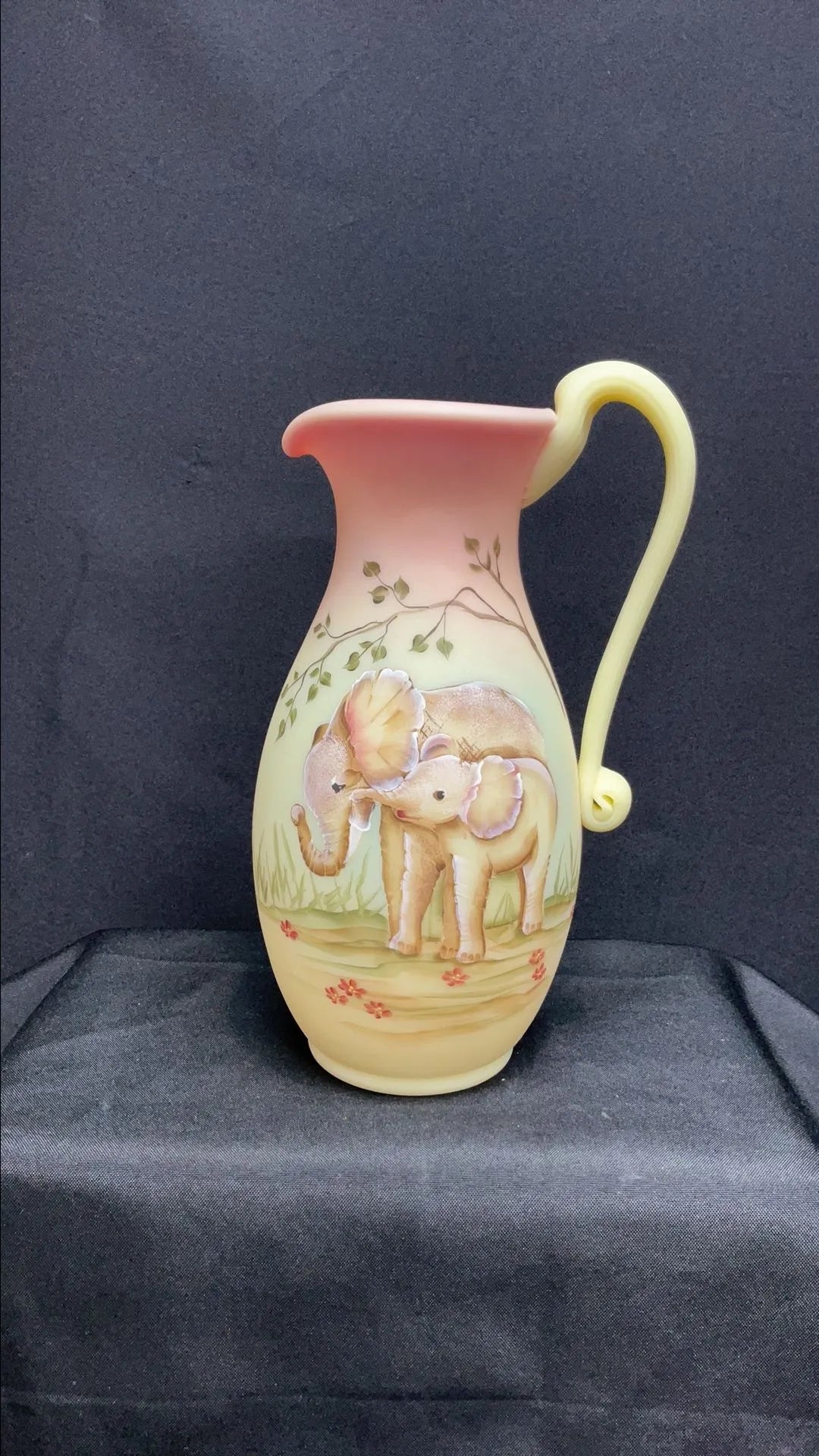 Fenton Hand Painted Signed Numbered Burmese Vase