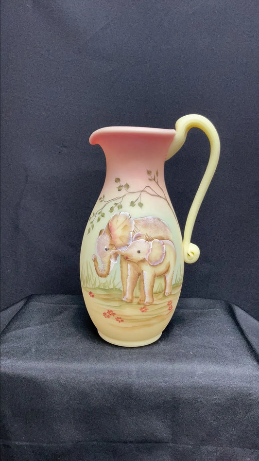 Fenton Hand Painted Signed Numbered Burmese Vase